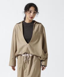 DROIT BELLO | DROIT BELLO(ドロイトベロ)深Vネックスーツライクシャツ(シャツ/ブラウス)