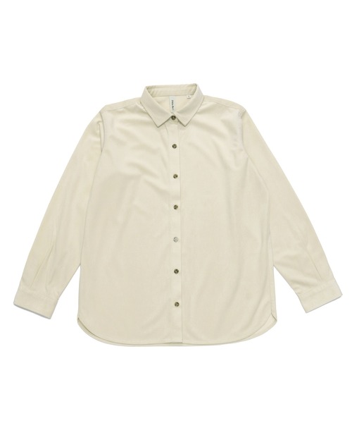 TOKYO SHIRTS(トウキョウシャツ)の「ショートラウンドテール コーデュロイ風 レギュラー 長袖シャツ(シャツ/ブラウス・レディース・ネイビー/ベージュ・LL/M/L)」の6枚目の写真