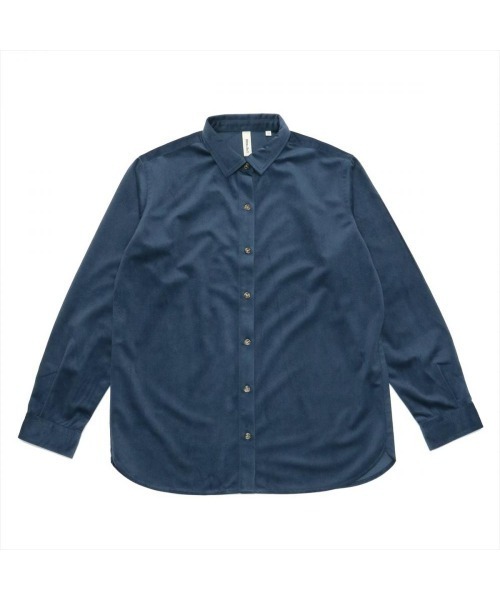 TOKYO SHIRTS(トウキョウシャツ)の「ショートラウンドテール コーデュロイ風 レギュラー 長袖シャツ(シャツ/ブラウス・レディース・ネイビー/ベージュ・LL/M/L)」の11枚目の写真