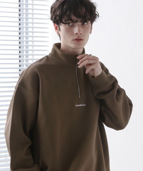 RAGEBLUE(レイジブルー)の「プチ刺繍/裏起毛テックオーバーサイズハーフジップ(スウェット・メンズ・ホワイト/ブラック/ブラウン/グリーン・MEDIUM/LARGE)」の3枚目の写真