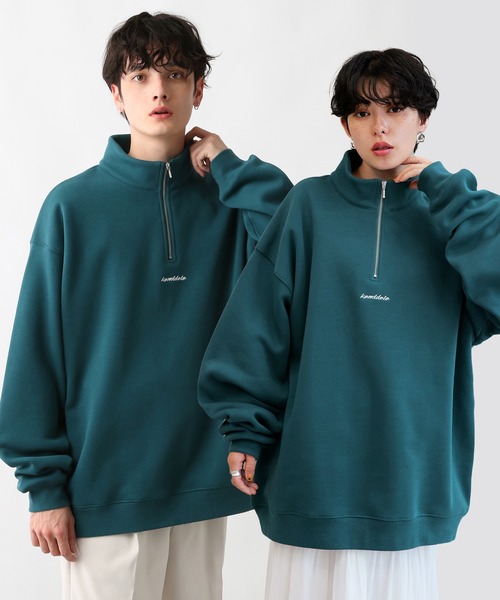 RAGEBLUE(レイジブルー)の「プチ刺繍/裏起毛テックオーバーサイズハーフジップ(スウェット・メンズ・ホワイト/ブラック/ブラウン/グリーン・MEDIUM/LARGE)」の4枚目の写真