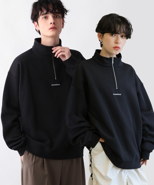 RAGEBLUE(レイジブルー)の「プチ刺繍/裏起毛テックオーバーサイズハーフジップ(スウェット・メンズ・ホワイト/ブラック/ブラウン/グリーン・MEDIUM/LARGE)」の2枚目の写真