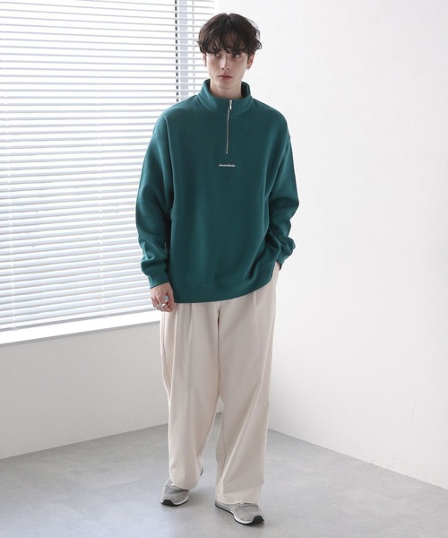 RAGEBLUE(レイジブルー)の「プチ刺繍/裏起毛テックオーバーサイズハーフジップ(スウェット・メンズ・ホワイト/ブラック/ブラウン/グリーン・MEDIUM/LARGE)」の8枚目の写真