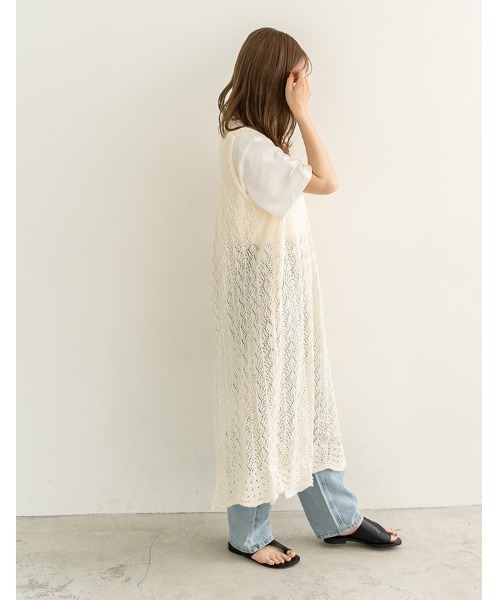 chocomee(チョコミー)の「back slit long knit(ワンピース・レディース・アイボリー・FREE)」の4枚目の写真