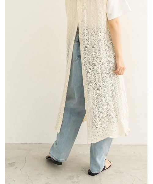 chocomee(チョコミー)の「back slit long knit(ワンピース・レディース・アイボリー・FREE)」の5枚目の写真