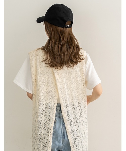 chocomee(チョコミー)の「back slit long knit(ワンピース・レディース・アイボリー・FREE)」の3枚目の写真