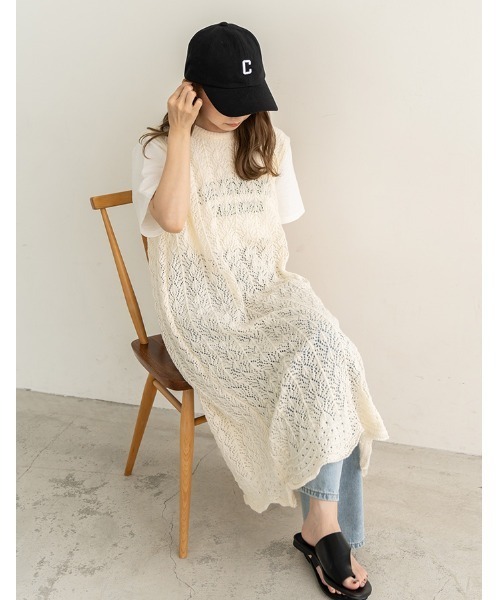 chocomee(チョコミー)の「back slit long knit(ワンピース・レディース・アイボリー・FREE)」の8枚目の写真