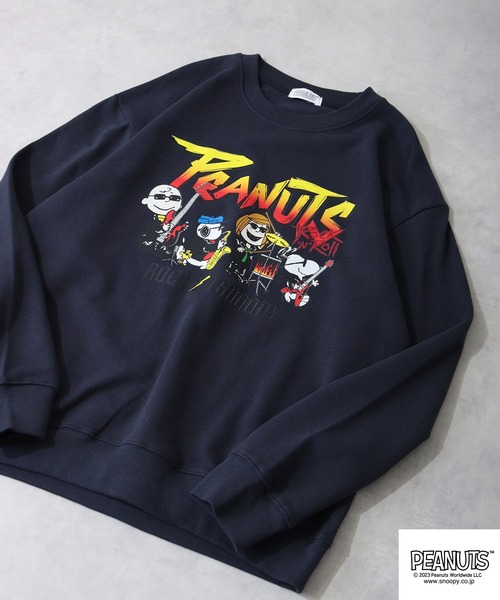 PEANUTS(ピーナッツ)の「PEANUTS スヌーピー ヘビーウェイト ロック スウェット トレーナー(スウェット・レディース・ネイビー系2/アイボリー系1/ネイビー/アイボリー/ブラック/ブラック系2/ネイビー系1/アイボリー系2/ブラック系1・M/L/LL)」の9枚目の写真