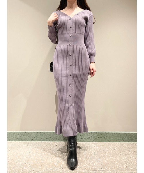 SNIDEL（スナイデル）の「フロントボタンニットワンピース（ワンピース