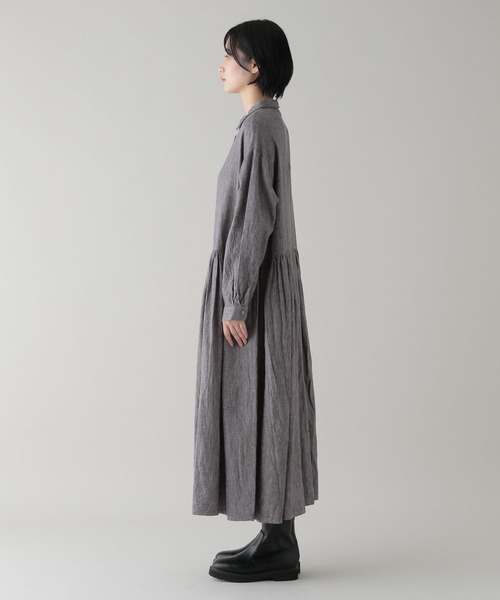 セール】《natural by clip》切替えギャザーシャツワンピース