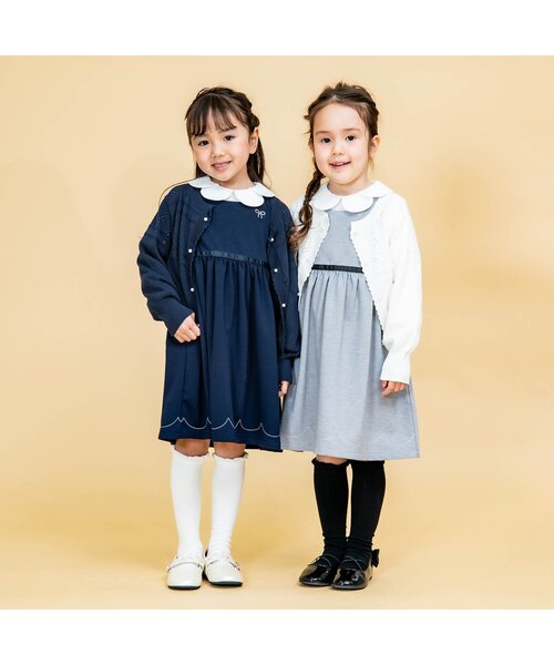 Seraph（セラフ）の「パールボタンバルーンスリーブカーディガン（カーディガン/ボレロ・キッズ・ターコイズブルー/オレンジ/ネイビー/オフホワイト・130/110/100/120/80/150/140/95/90）」の7枚目の写真