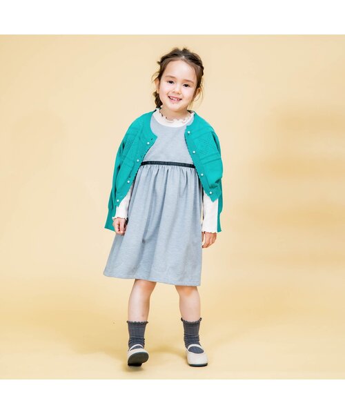 Seraph（セラフ）の「パールボタンバルーンスリーブカーディガン（カーディガン/ボレロ・キッズ・ターコイズブルー/オレンジ/ネイビー/オフホワイト・130/110/100/120/80/150/140/95/90）」の8枚目の写真