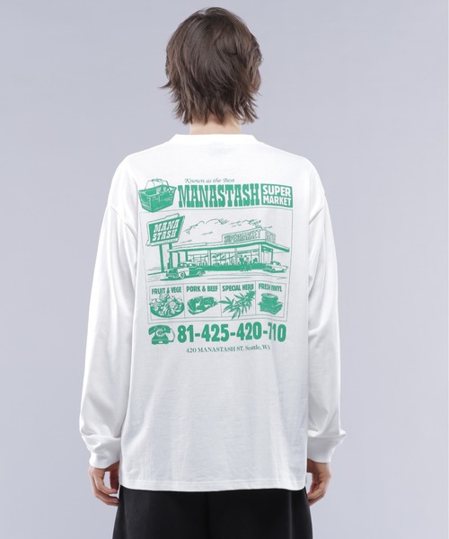 MANASTASH（マナスタッシュ）の「MANASTASH/マナスタッシュ  CiTee L/S SUPERMARKET（Tシャツ/カットソー・メンズ・ホワイト/ブラック/ピンク・M/XL/L）」の10枚目の写真