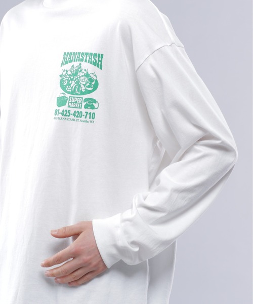 MANASTASH（マナスタッシュ）の「MANASTASH/マナスタッシュ  CiTee L/S SUPERMARKET（Tシャツ/カットソー・メンズ・ホワイト/ブラック/ピンク・M/XL/L）」の13枚目の写真