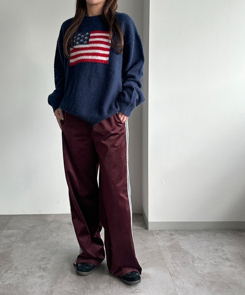 apres jour mignon(アプレジュールミニョン)の「ベロアラインパンツ【ZOZOTOWN限定アイテム】(その他パンツ・レディース・ネイビー/ボルドー/グレー・SMALL/X-LARGE/MEDIUM)」の3枚目の写真
