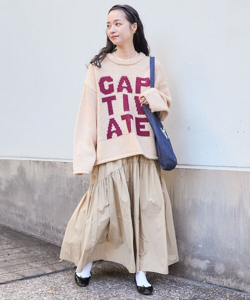 FREAK'S STORE（フリークスストア）の「ロービング ビッグロゴニット/プルオーバーニット（ニット/セーター・レディース・チャコール/グリーン/ベージュ・ﾌﾘ-）」の4枚目の写真