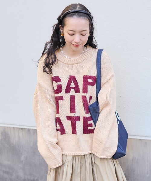 FREAK'S STORE（フリークスストア）の「ロービング ビッグロゴニット/プルオーバーニット（ニット/セーター・レディース・チャコール/グリーン/ベージュ・ﾌﾘ-）」の5枚目の写真