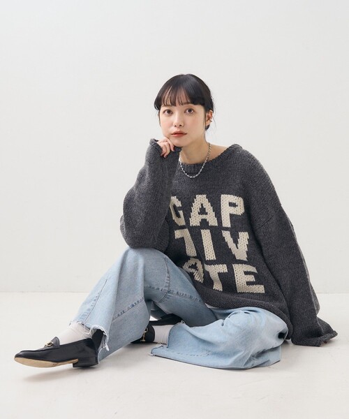 FREAK'S STORE（フリークスストア）の「ロービング ビッグロゴニット/プルオーバーニット（ニット/セーター・レディース・チャコール/グリーン/ベージュ・ﾌﾘ-）」の15枚目の写真