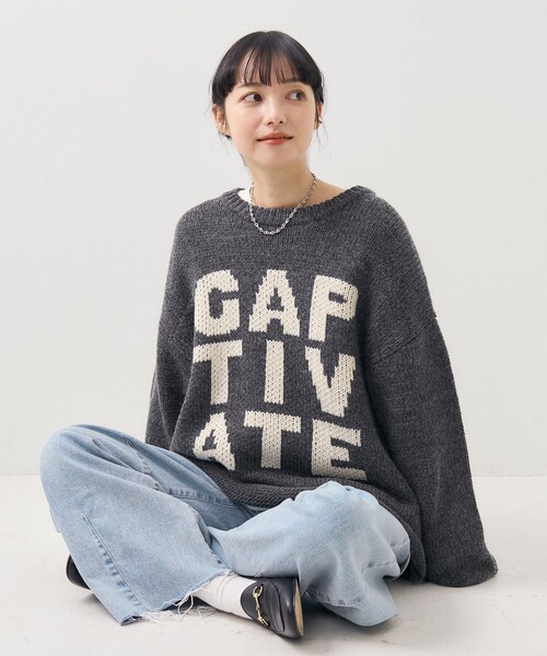 FREAK'S STORE（フリークスストア）の「ロービング ビッグロゴニット/プルオーバーニット（ニット/セーター・レディース・チャコール/グリーン/ベージュ・ﾌﾘ-）」の16枚目の写真