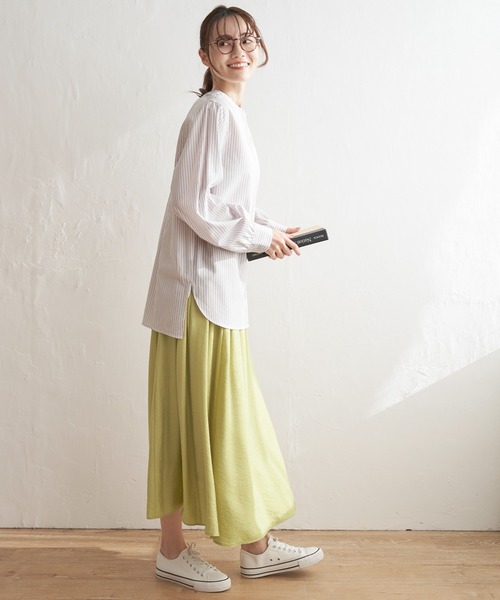 ikka(イッカ)の「前後2WAYバンドカラーシャツ(シャツ/ブラウス・レディース・グレー/ブルー/オフホワイト/グリーン系その他・S/M/L)」の7枚目の写真