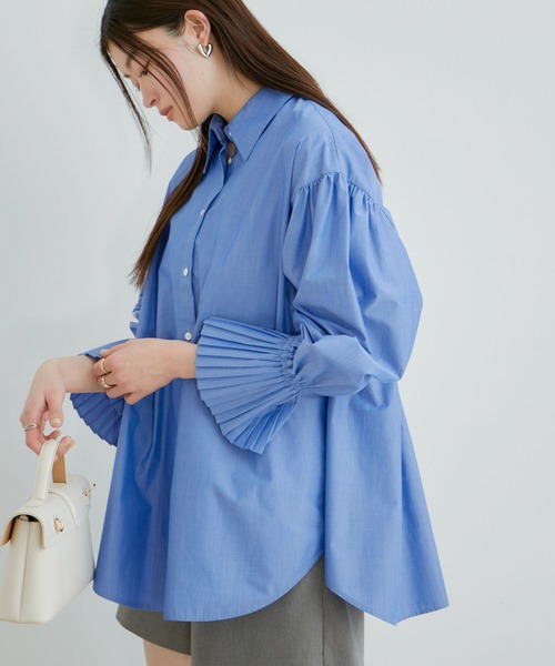 VIS（ビス）の「プリーツスリーブシャツ【洗える】（シャツ/ブラウス