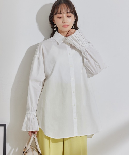 VIS(ビス)の「プリーツスリーブシャツ【洗える】(シャツ/ブラウス・レディース・ブルー系その他6/ブルー/オフホワイト/パープル系その他・FREE)」の18枚目の写真