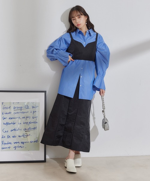 VIS(ビス)の「プリーツスリーブシャツ【洗える】(シャツ/ブラウス・レディース・ブルー系その他6/ブルー/オフホワイト/パープル系その他・FREE)」の19枚目の写真