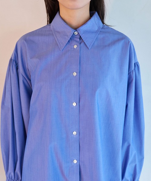 VIS(ビス)の「プリーツスリーブシャツ【洗える】(シャツ/ブラウス・レディース・ブルー系その他6/ブルー/オフホワイト/パープル系その他・FREE)」の10枚目の写真