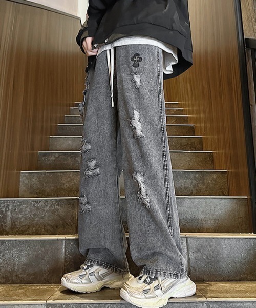 MGV(エムジーヴィー)の「ダメージペインターデニム(デニムパンツ・メンズ・グレー/ブルー・X-LARGE/MEDIUM/LARGE)」の3枚目の写真