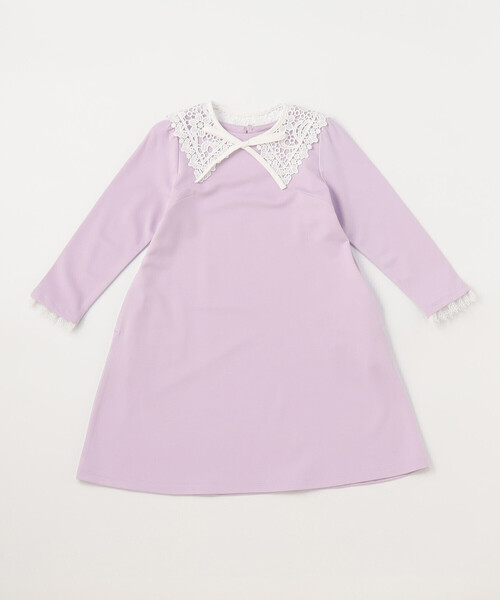 COMME CA ISM(コムサイズム)の「レース襟付き ポンチ ワンピース(100-130cm)(ワンピース・キッズ・ライラック/ブラック・100cm/110cm/120cm/130cm)」の1枚目の写真