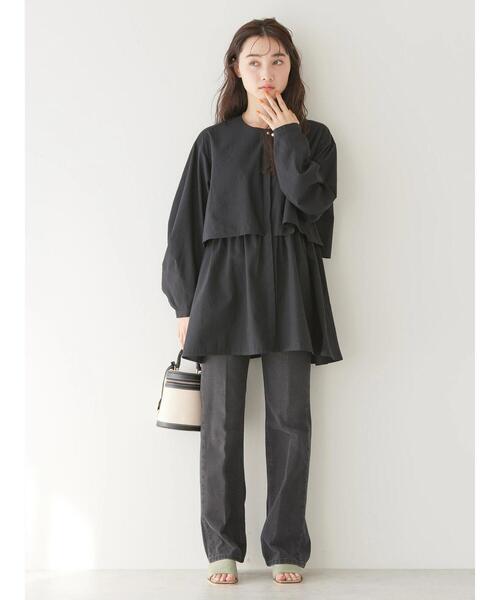 AMERICAN HOLIC（アメリカンホリック）の「サッカーワントーンティアードチュニック（チュニック・レディース・オフホワイト/その他5/ストライプ/ブラック・M/L）」の11枚目の写真