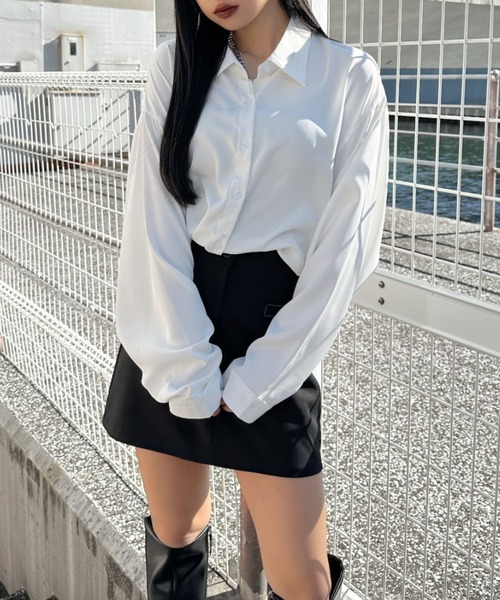 LVEU.(ラブユ.)の「【LVEU.】シンプルオーバーシャツ / トップス シャツ オーバー ビッグサイズ ビック 布帛 シンプル ブラック ホワイト ブルー 水色(シャツ/ブラウス・レディース・ホワイト/ブラック/ブルー・FREE)」の13枚目の写真