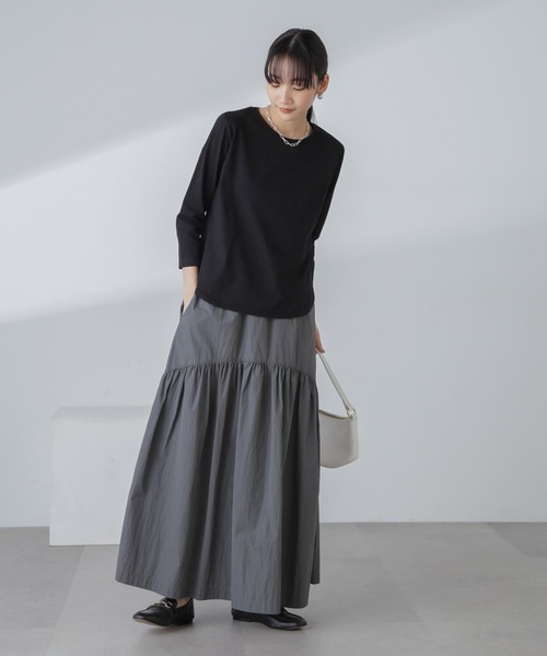 NANO universe（ナノユニバース）の「ナイロン切り替えギャザースカート（スカート・レディース・グレー/アイボリー/ブラック・FREE）」の16枚目の写真