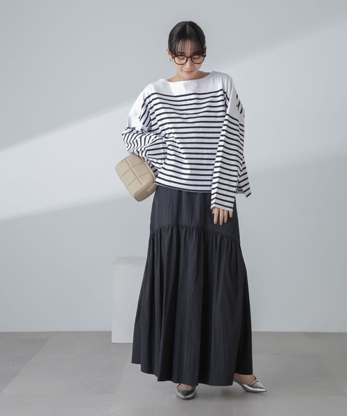 NANO universe（ナノユニバース）の「ナイロン切り替えギャザースカート（スカート・レディース・グレー/アイボリー/ブラック・FREE）」の21枚目の写真