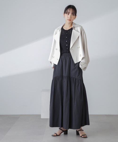 NANO universe（ナノユニバース）の「ナイロン切り替えギャザースカート（スカート・レディース・グレー/アイボリー/ブラック・FREE）」の22枚目の写真