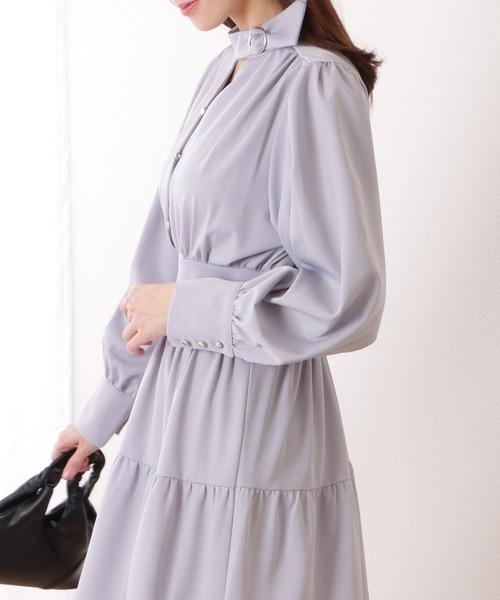 Lace Ladies(レースレディース)の「Vネック ティアード ギャザー マキシ丈 ワンピース(ワンピース・レディース・ブラック/ブルーグレー・S/FREE)」の11枚目の写真