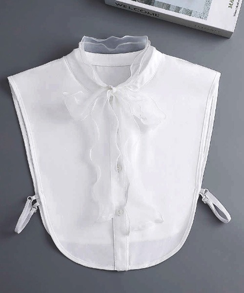 Mayree（メイリー）の「【resonance】リボン シフォンフリル つけ襟/フェイクシャツ【マルチウェイ】（付け襟・レディース・ホワイト・FREE）」の2枚目の写真