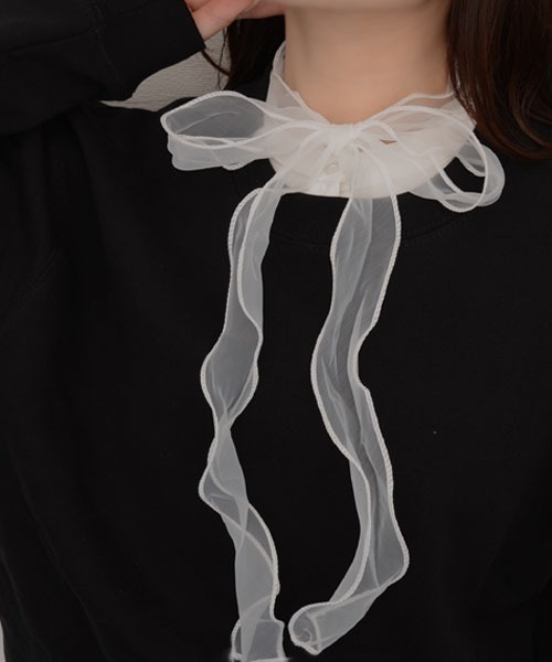 Mayree（メイリー）の「【resonance】リボン シフォンフリル つけ襟/フェイクシャツ【マルチウェイ】（付け襟・レディース・ホワイト・FREE）」の3枚目の写真