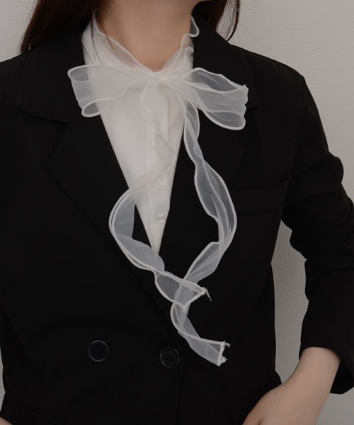 Mayree（メイリー）の「【resonance】リボン シフォンフリル つけ襟/フェイクシャツ【マルチウェイ】（付け襟・レディース・ホワイト・FREE）」の6枚目の写真