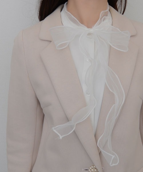 Mayree（メイリー）の「【resonance】リボン シフォンフリル つけ襟/フェイクシャツ【マルチウェイ】（付け襟・レディース・ホワイト・FREE）」の4枚目の写真