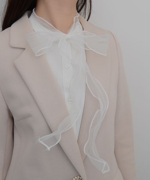 Mayree（メイリー）の「【resonance】リボン シフォンフリル つけ襟/フェイクシャツ【マルチウェイ】（付け襟・レディース・ホワイト・FREE）」の5枚目の写真