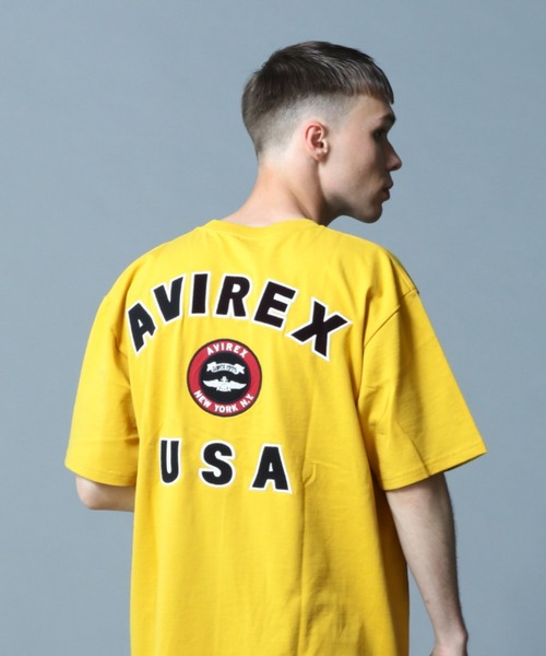 AVIREX(アヴィレックス)の「VARSITY LOGO T-SHIRT 2.0 / バーシティ ロゴ Tシャツ2.0 / AVIREX / アヴィレックス(Tシャツ/カットソー・メンズ・ブラック/ホワイト系2/サックスブルー/ネイビー/マスタード/ブラウン/ダークグリーン系/ピンク・L/M/XL/2XL)」の7枚目の写真