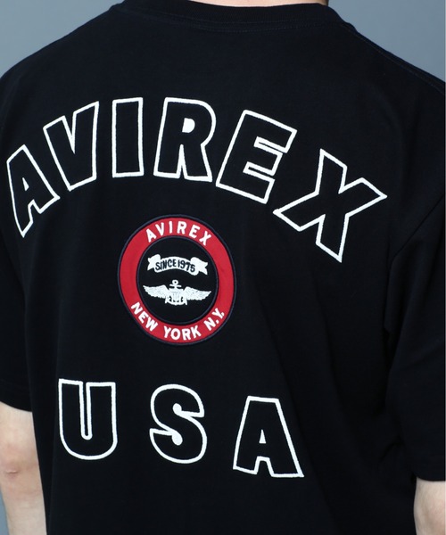AVIREX(アヴィレックス)の「VARSITY LOGO T-SHIRT 2.0 / バーシティ ロゴ Tシャツ2.0 / AVIREX / アヴィレックス(Tシャツ/カットソー・メンズ・ブラック/ホワイト系2/サックスブルー/ネイビー/マスタード/ブラウン/ダークグリーン系/ピンク・L/M/XL/2XL)」の19枚目の写真