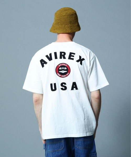 AVIREX(アヴィレックス)の「VARSITY LOGO T-SHIRT 2.0 / バーシティ ロゴ Tシャツ2.0 / AVIREX / アヴィレックス(Tシャツ/カットソー・メンズ・ブラック/ホワイト系2/サックスブルー/ネイビー/マスタード/ブラウン/ダークグリーン系/ピンク・L/M/XL/2XL)」の9枚目の写真