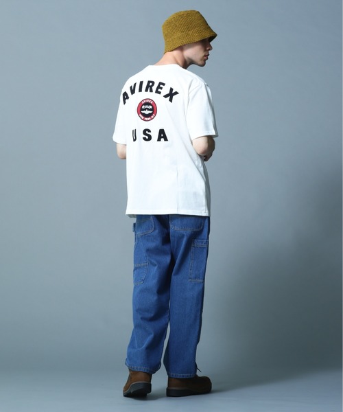 AVIREX(アヴィレックス)の「VARSITY LOGO T-SHIRT 2.0 / バーシティ ロゴ Tシャツ2.0 / AVIREX / アヴィレックス(Tシャツ/カットソー・メンズ・ブラック/ホワイト系2/サックスブルー/ネイビー/マスタード/ブラウン/ダークグリーン系/ピンク・L/M/XL/2XL)」の11枚目の写真