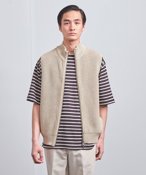 SLOANE（スローン）の「＜SLOANE＞アゼ ジップベスト（ベスト・メンズ・ナチュラル/ブラック・3/5/4）」の3枚目の写真