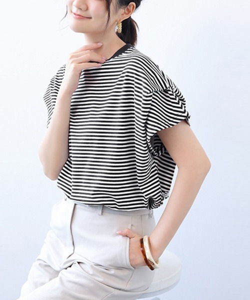 tシャツ ショルダータックカットソー レディース セール】ショルダータックTシャツ レディース半袖（Tシャツ