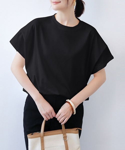 Miniministore(ミニミニストア)の「ショルダータックTシャツ レディース半袖(Tシャツ/カットソー・レディース・ブラック/ベージュ/ネイビー/ライトグレー/ホワイト/ブラック×ホワイト・FREE)」の13枚目の写真