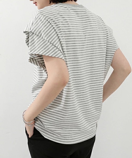 シャーリング７分袖Ｔシャツ★半袖Ｔシャツ タック袖★レギンス◎３点セット シャーリングTシャツ ¥5,200+tax | mocoa's inc