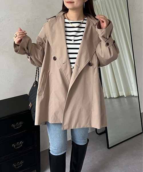 prose verse(プロズヴェール)の「ミドル丈Aライントレンチコート(トレンチコート・レディース・ベージュ・LARGE/MEDIUM)」の14枚目の写真